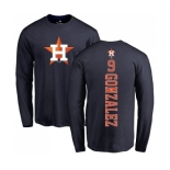 MLB Nike Houston Astros #9 Marwin Gonzalez Navy Blue Backer Long Sleeve T-Shirt