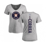 MLB Women's Nike Houston Astros #1 Carlos Correa Ash Backer T-Shirt