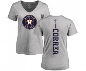 MLB Women's Nike Houston Astros #1 Carlos Correa Ash Backer T-Shirt