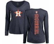 MLB Women's Nike Houston Astros #10 Yuli Gurriel Navy Blue Backer Long Sleeve T-Shirt