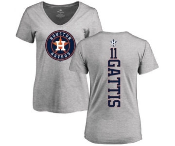 MLB Women's Nike Houston Astros #11 Evan Gattis Ash Backer T-Shirt