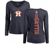 MLB Women's Nike Houston Astros #11 Evan Gattis Navy Blue Backer Long Sleeve T-Shirt