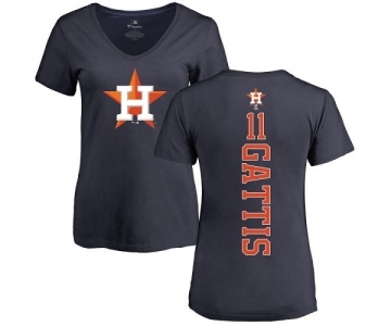 MLB Women's Nike Houston Astros #11 Evan Gattis Navy Blue Backer T-Shirt