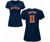 MLB Women's Nike Houston Astros #11 Evan Gattis Navy Blue Name & Number T-Shirt