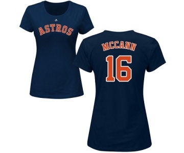 MLB Women's Nike Houston Astros #16 Brian McCann Navy Blue Name & Number T-Shirt