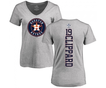 MLB Women's Nike Houston Astros #19 Tyler Clippard Ash Backer T-Shirt