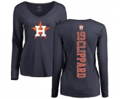 MLB Women's Nike Houston Astros #19 Tyler Clippard Navy Blue Backer Long Sleeve T-Shirt