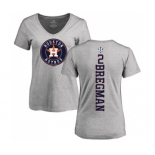 MLB Women's Nike Houston Astros #2 Alex Bregman Ash Backer T-Shirt