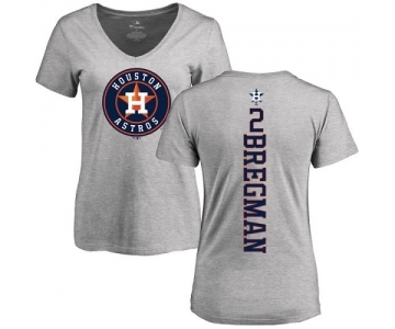 MLB Women's Nike Houston Astros #2 Alex Bregman Ash Backer T-Shirt