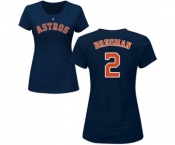 MLB Women's Nike Houston Astros #2 Alex Bregman Navy Blue Name & Number T-Shirt