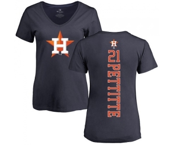 MLB Women's Nike Houston Astros #21 Andy Pettitte Navy Blue Backer T-Shirt