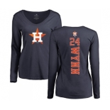 MLB Women's Nike Houston Astros #24 Jimmy Wynn Navy Blue Backer Long Sleeve T-Shirt