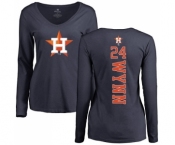 MLB Women's Nike Houston Astros #24 Jimmy Wynn Navy Blue Backer Long Sleeve T-Shirt