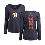 MLB Women's Nike Houston Astros #25 Jose Cruz Jr. Navy Blue Backer Long Sleeve T-Shirt