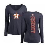 MLB Women's Nike Houston Astros #33 Mike Scott Navy Blue Backer Long Sleeve T-Shirt