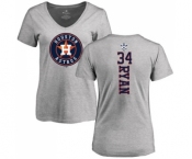 MLB Women's Nike Houston Astros #34 Nolan Ryan Ash Backer T-Shirt