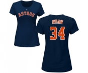 MLB Women's Nike Houston Astros #34 Nolan Ryan Navy Blue Name & Number T-Shirt