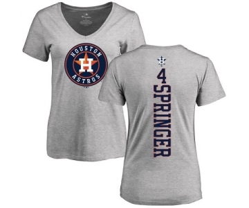 MLB Women's Nike Houston Astros #4 George Springer Ash Backer T-Shirt