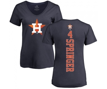 MLB Women's Nike Houston Astros #4 George Springer Navy Blue Backer T-Shirt