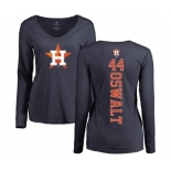 MLB Women's Nike Houston Astros #44 Roy Oswalt Navy Blue Backer Long Sleeve T-Shirt