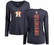 MLB Women's Nike Houston Astros #46 Francisco Liriano Navy Blue Backer Long Sleeve T-Shirt