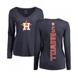 MLB Women's Nike Houston Astros #5 Jeff Bagwell Navy Blue Backer Long Sleeve T-Shirt