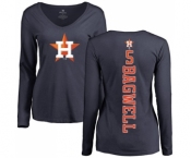 MLB Women's Nike Houston Astros #5 Jeff Bagwell Navy Blue Backer Long Sleeve T-Shirt