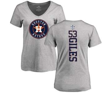 MLB Women's Nike Houston Astros #53 Ken Giles Ash Backer T-Shirt