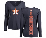 MLB Women's Nike Houston Astros #6 Jake Marisnick Navy Blue Backer Long Sleeve T-Shirt