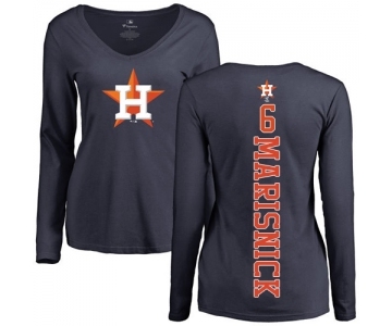 MLB Women's Nike Houston Astros #6 Jake Marisnick Navy Blue Backer Long Sleeve T-Shirt