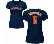 MLB Women's Nike Houston Astros #6 Jake Marisnick Navy Blue Name & Number T-Shirt