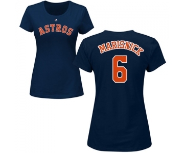 MLB Women's Nike Houston Astros #6 Jake Marisnick Navy Blue Name & Number T-Shirt