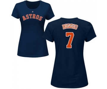 MLB Women's Nike Houston Astros #7 Craig Biggio Navy Blue Name & Number T-Shirt