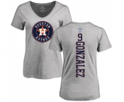 MLB Women's Nike Houston Astros #9 Marwin Gonzalez Ash Backer T-Shirt