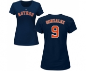 MLB Women's Nike Houston Astros #9 Marwin Gonzalez Navy Blue Name & Number T-Shirt