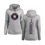 MLB Women's Nike Houston Astros #1 Carlos Correa Ash Backer Pullover Hoodie