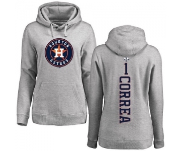 MLB Women's Nike Houston Astros #1 Carlos Correa Ash Backer Pullover Hoodie