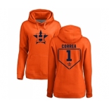 MLB Women's Nike Houston Astros #1 Carlos Correa Orange RBI Pullover Hoodie