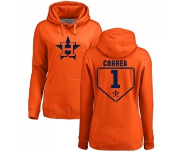 MLB Women's Nike Houston Astros #1 Carlos Correa Orange RBI Pullover Hoodie