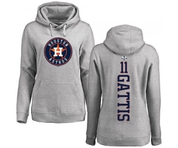 MLB Women's Nike Houston Astros #11 Evan Gattis Ash Backer Pullover Hoodie