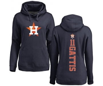 MLB Women's Nike Houston Astros #11 Evan Gattis Navy Blue Backer Pullover Hoodie