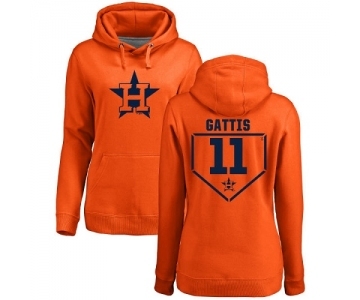 MLB Women's Nike Houston Astros #11 Evan Gattis Orange RBI Pullover Hoodie