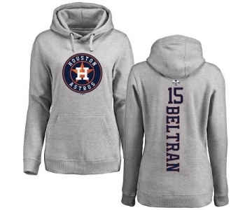 MLB Women's Nike Houston Astros #15 Carlos Beltran Ash Backer Pullover Hoodie