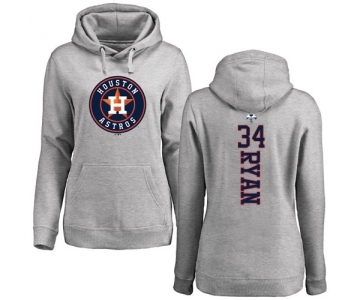 MLB Women's Nike Houston Astros #34 Nolan Ryan Ash Backer Pullover Hoodie