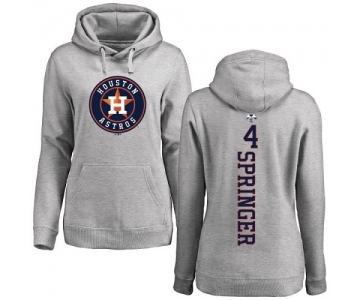 MLB Women's Nike Houston Astros #4 George Springer Ash Backer Pullover Hoodie