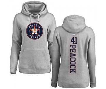 MLB Women's Nike Houston Astros #41 Brad Peacock Ash Backer Pullover Hoodie