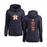 MLB Women's Nike Houston Astros #45 Carlos Lee Navy Blue Backer Pullover Hoodie