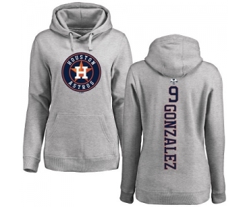 MLB Women's Nike Houston Astros #9 Marwin Gonzalez Ash Backer Pullover Hoodie