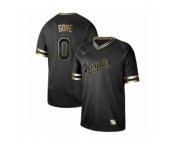 Men's Kansas City Royals #0 Terrance Gore Authentic Black Gold Fashion Baseball Jersey