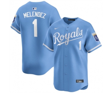 Men's Kansas City Royals #1 MJ Melendez Light Blue Alternate Limited Stitched Baseball Jersey